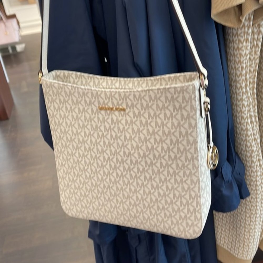 Michael Kors Jet Set Travel Large Messenger Crossbody Bag Light Cream Multi - Picture 13 of 16